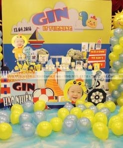 Trang trí bàn sinh nhật chủ đề hải dương cho bé XV011