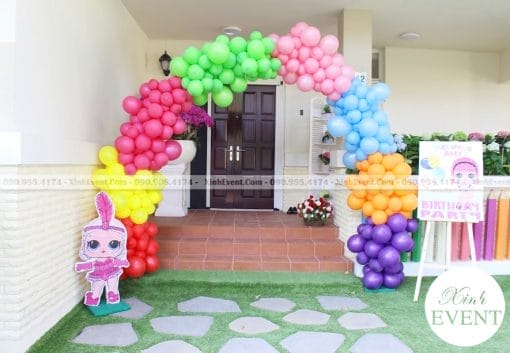 Cổng chào trang trí sinh nhật nhiều màu XV012