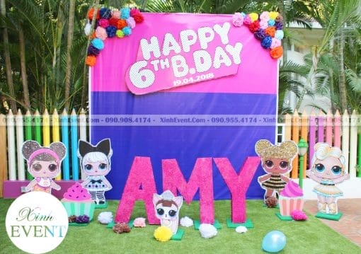 Backdrop trang trí sự kiện sinh nhật chủ đề LOL SURPRISE XV015