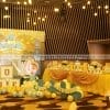 Bàn trang trí sinh nhật màu vàng đồng XV016