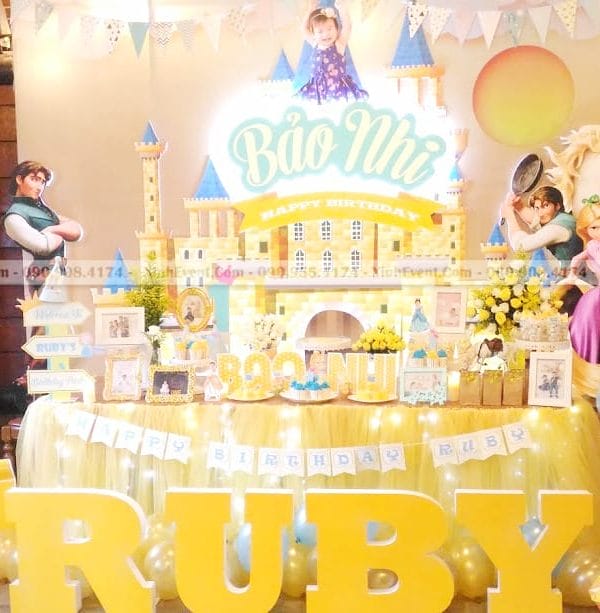 Trang trí bàn sinh nhật chủ đề công chúa tóc dài Tangled XV021