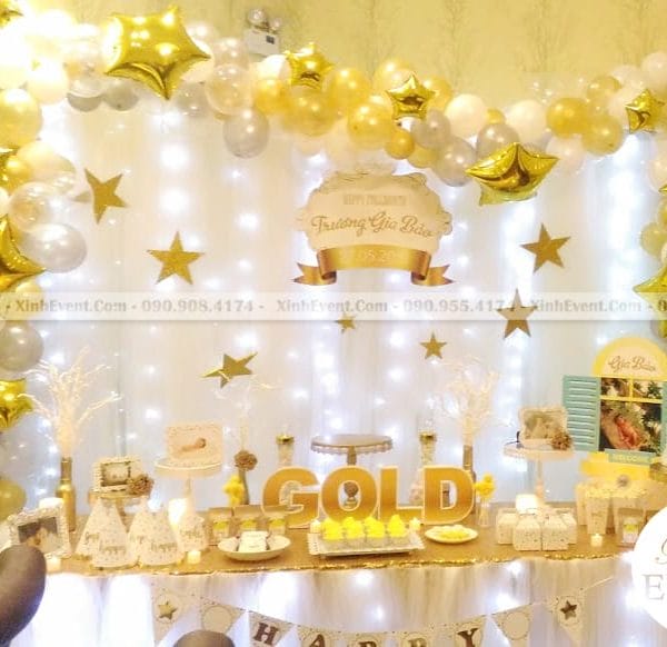 Trang Trí Bàn Sinh Nhật Theo Chủ Đề GOLD XV023