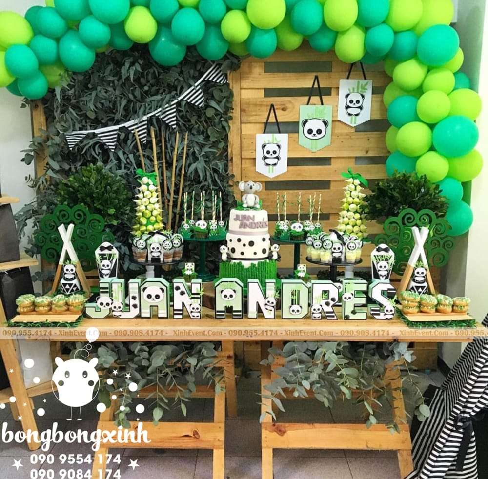 Bàn sinh nhật chủ đề gấu trúc cho bé yêu XV052