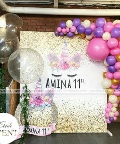 Backdrop sinh nhật sang trọng kết hợp bong bóng XV054Backdrop sinh nhật sang trọng kết hợp bong bóng XV054