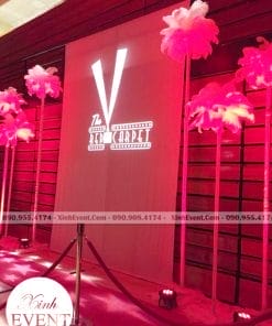 Backdrop khai trương màu đỏ đô sang trọng XV045
