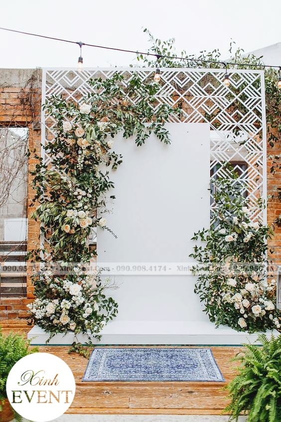 Backdrop sự kiện đẹp màu trắng sang trọng XV046