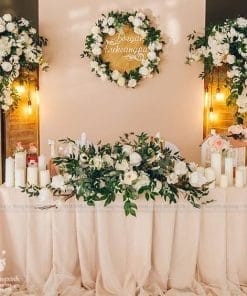 Backdrop và bàn tiệc cưới gallery sang trọng XV066
