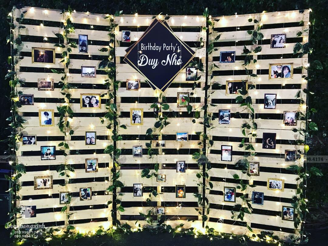 Backdrop trang trí sinh nhật phong cách rustic mộc độc đáo