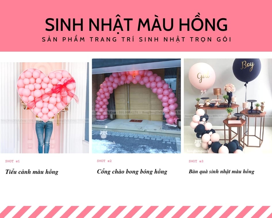 tổ chức sinh nhật trọn gói chủ đề màu hồng