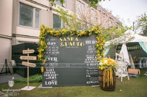 Backdrop tiệc cưới Golden XV087