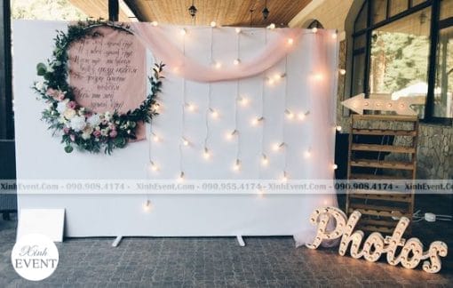 Backdrop tiệc cưới format và đèn XV096