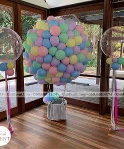 Tiểu cảnh sinh nhật bong bóng khinh khí cầu XV069