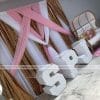 Backdrop trang trí sinh nhật vải voan và bàn chữ 3D XV107