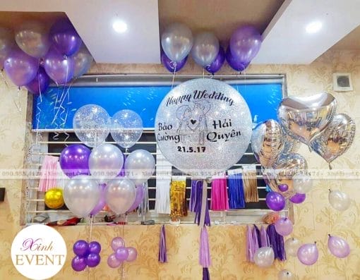 Trang trí bóng bay sinh nhật và bóng jumbo kết hợp XV160