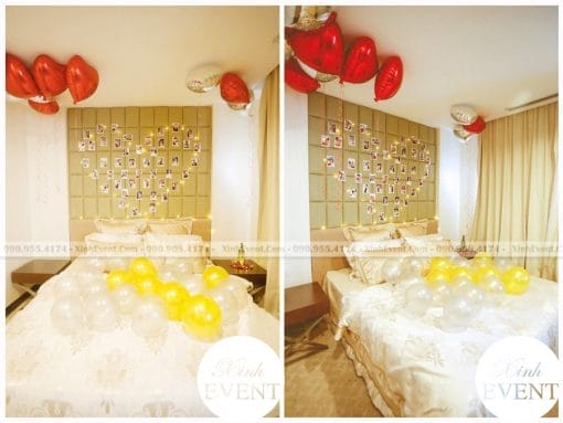 Trang trí phòng ngủ tại nhà với bong bóng đơn giản XV147