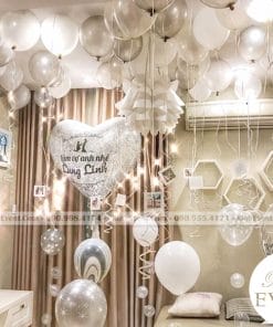 Trang trí sinh nhật tại nhà lãng mạn cùng bóng bay sinh nhật màu trắng XV138