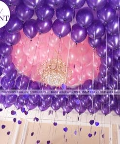 Trang trí trần nhà với bóng bay sinh nhật màu hồng và tím XV156