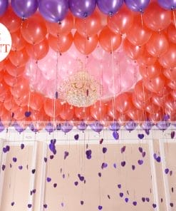 Trang trí trần nhà với bóng bay sinh nhật màu đỏ kết hợp tím XV154