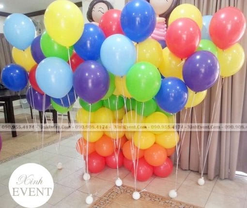 Trụ bong bóng kết hợp bóng bay trang trí tại sảnh XV152