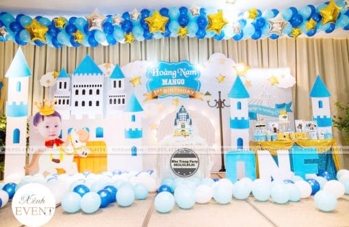 Backdrop sinh nhật 3D chủ đề hoàng tử cho bé trai XV196