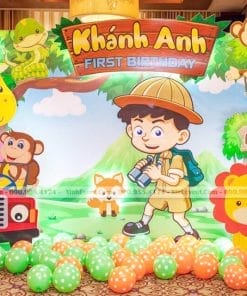 Backdrop sinh nhật cho bé trai trang trí 3D XV195