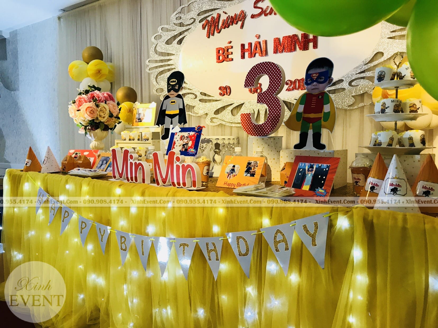 Bàn quà trang trí sinh nhật trọn gói bé Min Min XV254