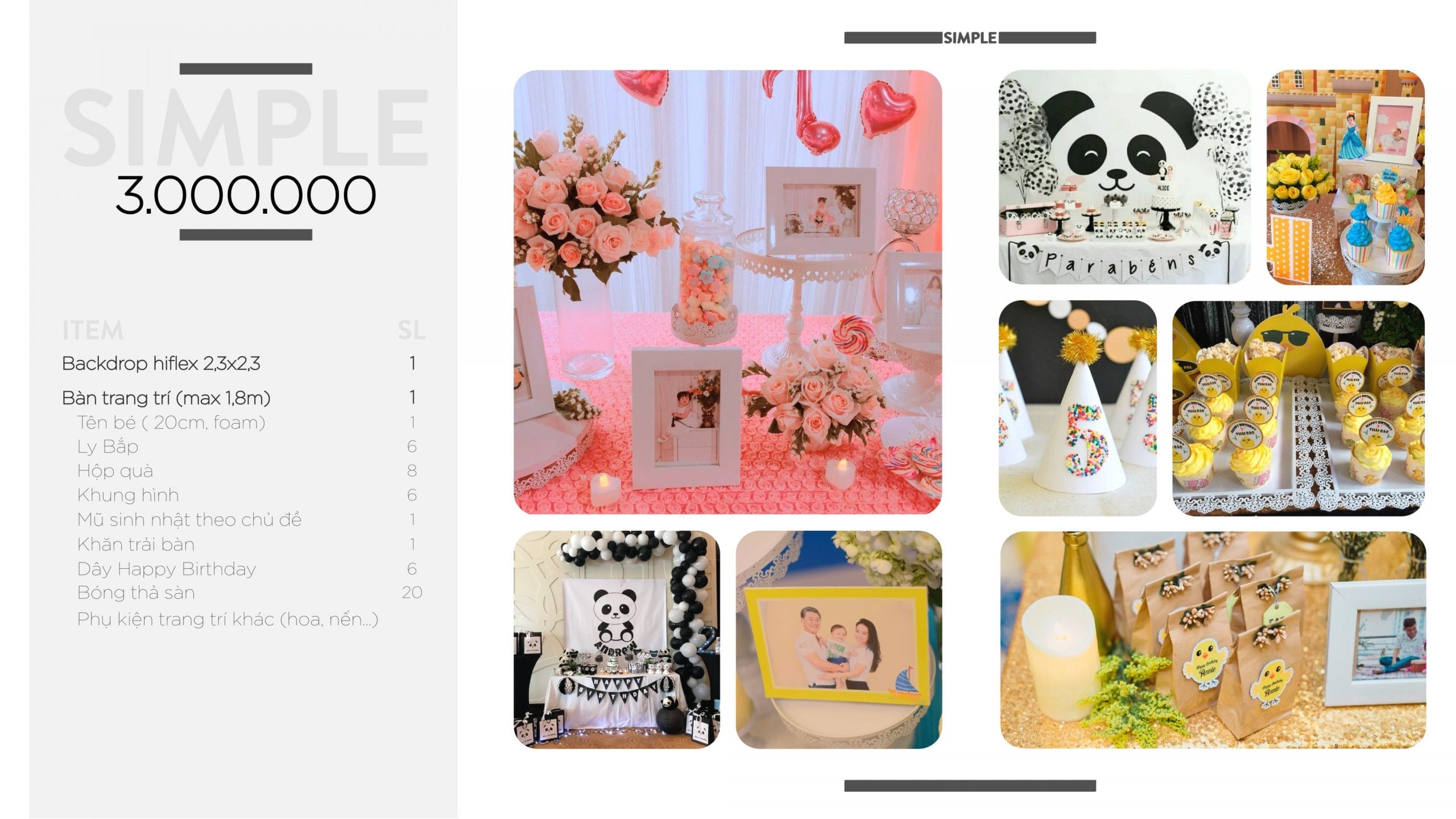 Sinh nhật trọn gói SIMPLE chỉ với 3tr