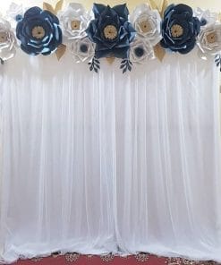 Backdrop sinh nhật vải voan trắng XV333
