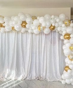 Backdrop tiệc cưới vải voan trắng XV305