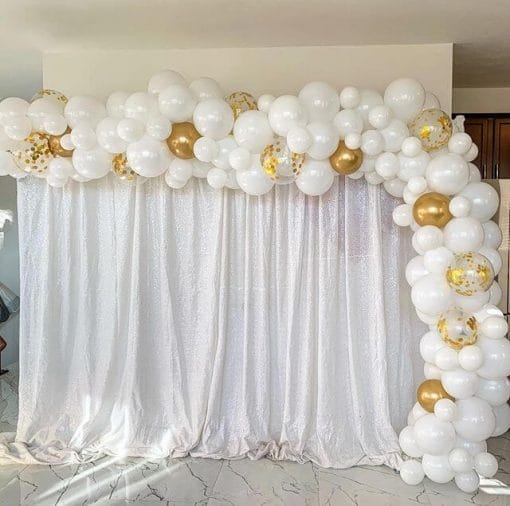 Backdrop tiệc cưới vải voan trắng XV305