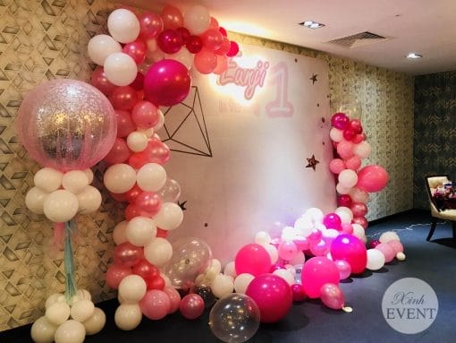 Backdrop tôi nôi màu hồng bé gái dễ thương XV315
