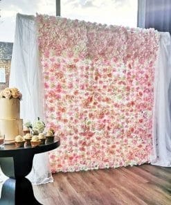 Backdrop trang trí tiệc cưới hoa và vải voan XV325