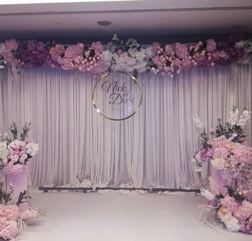 Backdrop tiệc cưới màu tím pastel XV348
