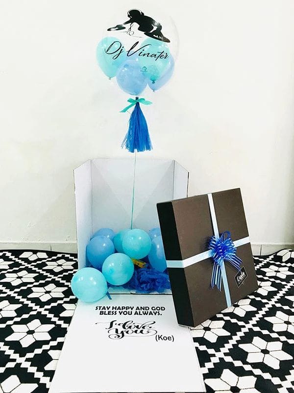 Hộp surprise tặng chồng BBX090 có sử dụng cả bóng bay