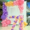 Sản phẩm trang trí sinh nhật bé gái backdrop cùng khung bong bóng đầy màu sắc XV356