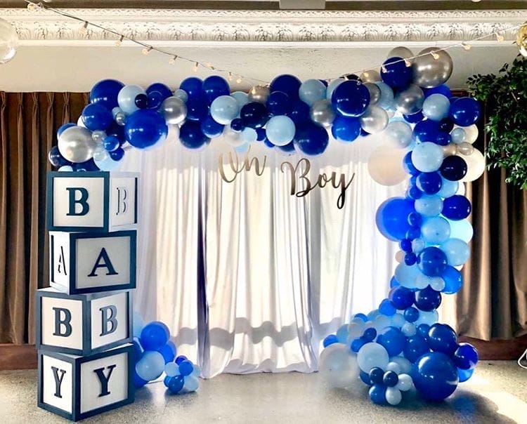 Backdrop sinh nhật tại nhà xanh dương bé trai XV372