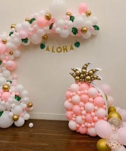 Trang trí sinh nhật trọn gói Aloha dây bong bong cùng tiểu cảnh XV373
