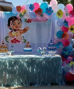 Trang trí bàn quà sinh nhật ngoài trời Baby Moana XV458