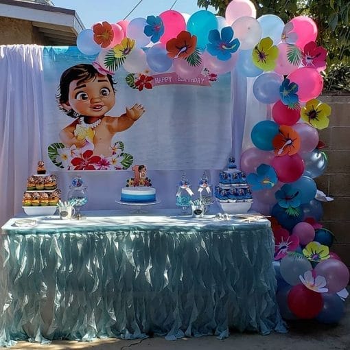 Trang trí bàn quà sinh nhật ngoài trời Baby Moana XV458