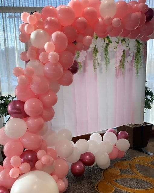 Dây bong bóng trang trí tiểu cảnh sinh nhật màu hồng XV475