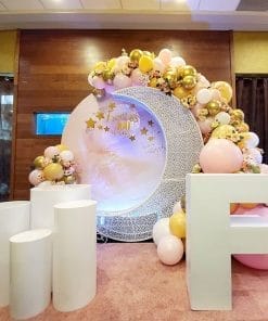 Trang tris sinh nhật trọn gói trắng hồng BBX137