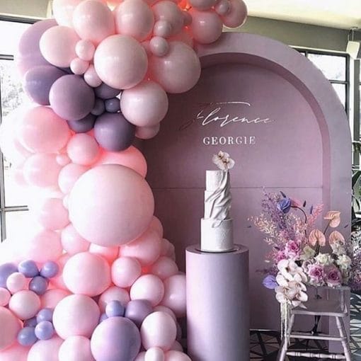 Trang trí tiểu cảnh sinh nhật tím mộng mơ XV489