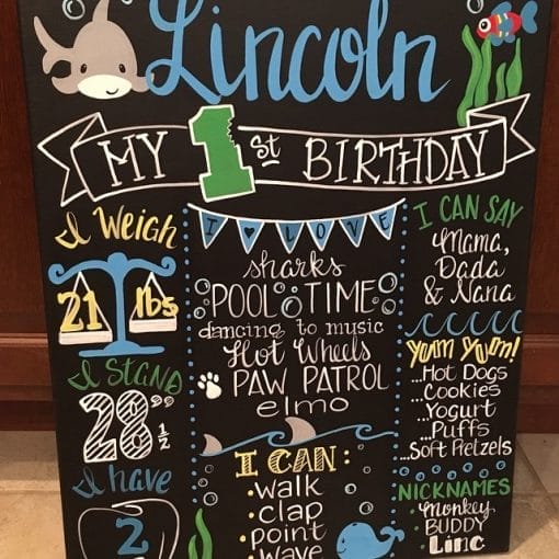 Chalkboard trang trí sinh nhật Babyshark XV433