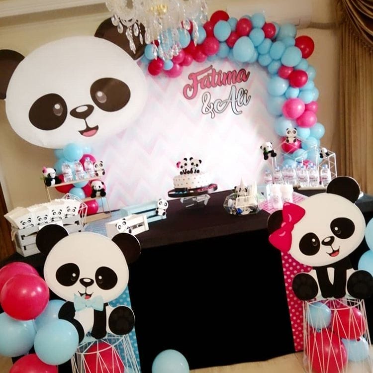 Bàn quà trang trí đôi chủ đề gấu trúc XV435