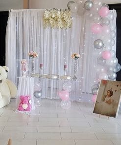 Trang trí bàn sinh nhật cho bé gái màu trắng XV505