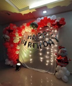 Backdrop sinh nhật bong bóng chủ đề giáng sinh XV577