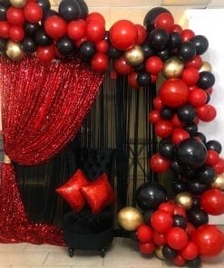 Backdrop trang trí sinh nhật người yêu đen và đỏ XV597