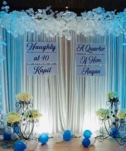 Backdrop sinh nhật vải voan xanh dương XV600