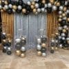 Backdrop sinh nhật vải voan vàng đồng và bạc XV609