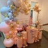 Bàn quà sinh nhật với 2 màu hồng, tím pastel XV623